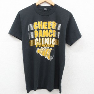 古着 フルーツオブザルーム 半袖 ビンテージ Tシャツ メンズ 90年代 90s CHEER DANCE CLINIC メガホン クルーネック USA製 黒  中古 古着