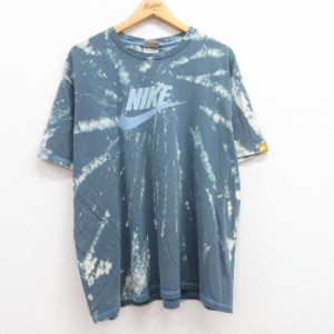 古着 ナイキ NIKE 半袖 ビンテージ Tシャツ メンズ 00年代 00s ビッグロゴ 大きいサイズ コットン クルーネック 紺 ネイビー  中古 古着