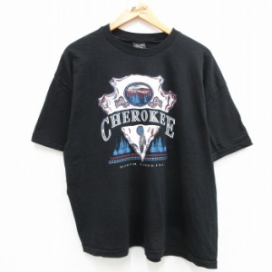 古着 半袖 ビンテージ Tシャツ メンズ 90年代 90s ノースカロライナ チェロキー 森 大きいサイズ コットン クルーネック USA製 中古 古着