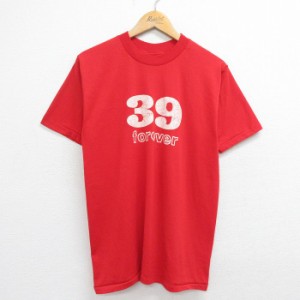 古着 半袖 ビンテージ Tシャツ メンズ 80年代 80s 39forever クルーネック USA製 赤 レッド Mサイズ 中古 中古 古着