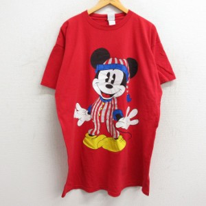 古着 半袖 ビンテージ Tシャツ メンズ 90年代 90s ディズニー DISNEY ミッキー MICKEY MOUSE 大きいサイズ ロング丈 コットン  中古 古着