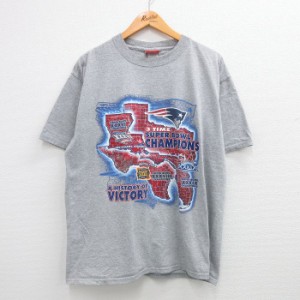 古着 半袖 ビンテージ Tシャツ メンズ 00年代 00s NFL ニューイングランドペイトリオッツ チャンピオンズ クルーネック グレー 中古 古着