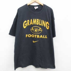 古着 ナイキ NIKE 半袖 ビンテージ Tシャツ メンズ 90年代 90s GRAMBLING フットボール 大きいサイズ コットン クルーネック U 中古 古着