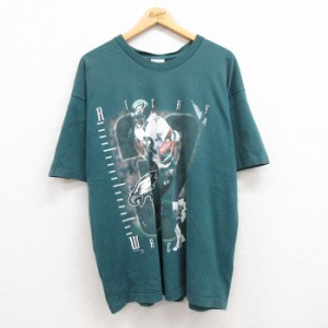 古着 半袖 ビンテージ Tシャツ メンズ 90年代 90s NFL フィラデルフィアイーグルス リッキーワターズ 大きいサイズ コットン  中古 古着