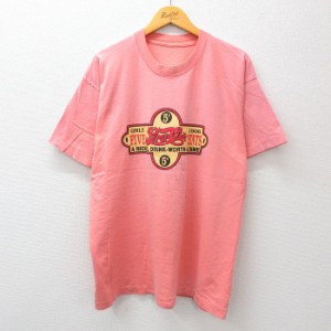 古着 半袖 ビンテージ Tシャツ メンズ 90年代 90s FIVE CENTS ペプシコーラ クルーネック ピンク XLサイズ 中古 中古 古着