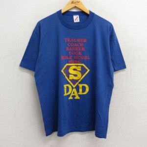 古着 ジャージーズ 半袖 ビンテージ Tシャツ メンズ 90年代 90s DAD クルーネック USA製 青 ブルー spe XLサイズ 中古 中古 古着