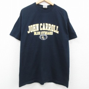 古着 チャンピオン Champion 半袖 ビンテージ Tシャツ メンズ 00年代 00s JOHN CARROLL アメフト コットン クルーネック 黒 ブ 中古 古着