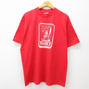 古着 ヘインズ Hanes 半袖 ビンテージ Tシャツ メンズ 90年代 90s フォリーズ クルーネック USA製 赤 レッド XLサイズ 中古 中古 古着