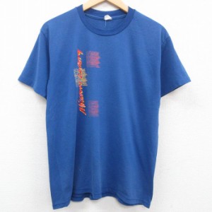 古着 半袖 ビンテージ Tシャツ メンズ 80年代 80s ミズーリ クルーネック 青 ブルー Lサイズ 中古 中古 古着