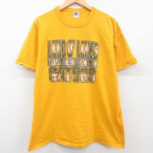 古着 ラッセル 半袖 ビンテージ Tシャツ メンズ 80年代 80s LANDO LAKES GATORS 野球 大きいサイズ コットン クルーネック USA 中古 古着