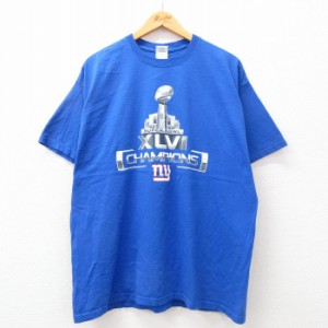 古着 半袖 ビンテージ Tシャツ メンズ 00年代 00s NFL ニューヨークジャイアンツ コットン クルーネック 青 ブルー アメフト  中古 古着