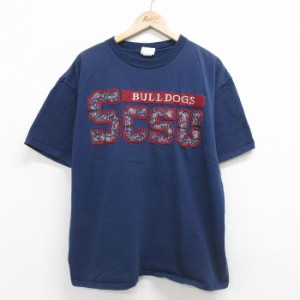 古着 半袖 ビンテージ Tシャツ メンズ 90年代 90s ブルドッグス コットン クルーネック USA製 紺 ネイビー XLサイズ 中古 中古 古着