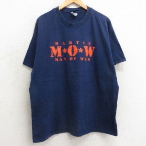 古着 ヘインズ Hanes 半袖 ビンテージ Tシャツ メンズ 00年代 00s MOW 11 大きいサイズ コットン クルーネック 紺 ネイビー XL 中古 古着