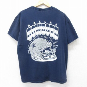 古着 半袖 ビンテージ Tシャツ メンズ 00年代 00s NFL ダラスカウボーイズ コットン クルーネック 紺 ネイビー アメフト スー 中古 古着