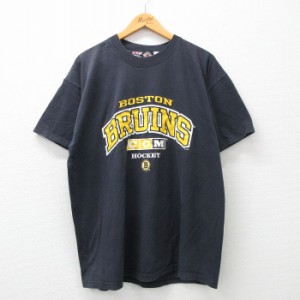 古着 半袖 ビンテージ Tシャツ メンズ 00年代 00s NHL ボストンブルーインズ クルーネック 黒 ブラック アイスホッケー XLサイ 中古 古着