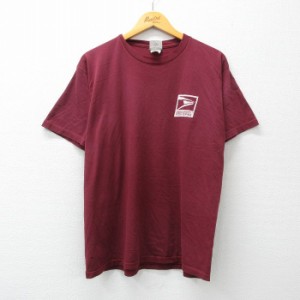 古着 ジャージーズ 半袖 ビンテージ Tシャツ メンズ 00年代 00s 郵便局 クルーネック エンジ Lサイズ 中古 中古 古着