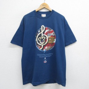 古着 半袖 ビンテージ Tシャツ メンズ 00年代 00s ディズニー DISNEY ミュージック 音符 ミッキー MICKEY MOUSE コットン クル 中古 古着