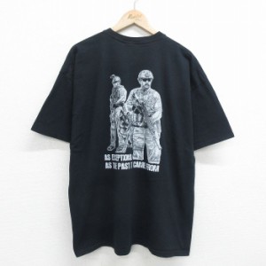 古着 半袖 ビンテージ Tシャツ メンズ 00年代 00s ウールリッチ WOOLRICH 兵士 大きいサイズ コットン クルーネック 黒 ブラッ 中古 古着