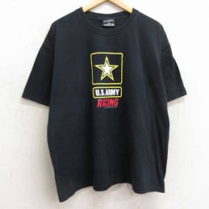 古着 STEVE&BARRYS 半袖 ビンテージ Tシャツ メンズ 00年代 00s ミリタリー USアーミー ARMY レーシング 大きいサイズ コット 中古 古着