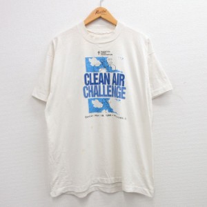 古着 半袖 ビンテージ Tシャツ メンズ 90年代 90s CLEAN 自転車 企業広告 クルーネック 白 ホワイト XLサイズ 中古 中古 古着