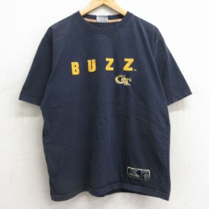 古着 半袖 ビンテージ Tシャツ メンズ 00年代 00s BUZZ コットン クルーネック 紺 ネイビー XLサイズ 中古 中古 古着