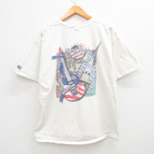 古着 半袖 ビンテージ Tシャツ メンズ 90年代 90s ハードロックカフェ ボストン 星条旗 大きいサイズ コットン クルーネック U 中古 古着