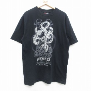 古着 サウスポール 半袖 ビンテージ Tシャツ メンズ 00年代 00s ビッグロゴ ラメ コットン クルーネック 黒 ブラック XLサイズ 中古 古着