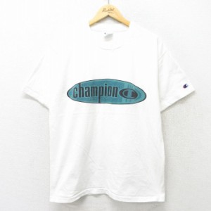 古着 チャンピオン champion 半袖 ビンテージ Tシャツ メンズ 90年代 90s ビッグロゴ コットン クルーネック USA製 白 ホワイ 中古 古着