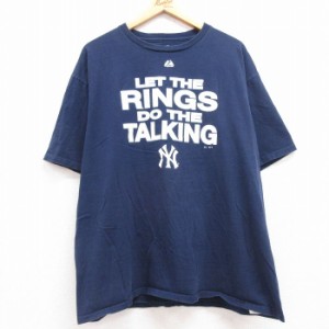 古着 マジェスティック 半袖 ビンテージ Tシャツ メンズ 00年代 00s MLB ニューヨークヤンキース 大きいサイズ コットン クル 中古 古着