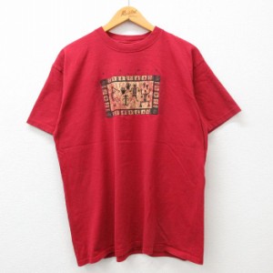 古着 半袖 ビンテージ Tシャツ メンズ 00年代 00s ココペリ ホピ族 メキシコ コットン クルーネック 赤 レッド XLサイズ 中古 中古 古着