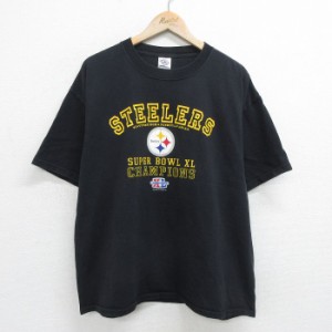 古着 半袖 ビンテージ Tシャツ メンズ 00年代 00s NFL ピッツバーグスティーラーズ 大きいサイズ コットン クルーネック 黒 ブ 中古 古着