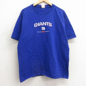 古着 半袖 ビンテージ Tシャツ メンズ 00年代 00s NFL ニューヨークジャイアンツ 刺繍 コットン クルーネック 青 ブルー アメ 中古 古着