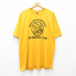 古着 半袖 ビンテージ Tシャツ メンズ 00年代 00s ショッカーズ バスケットボール 大きいサイズ クルーネック 黄色 イエロー X 中古 古着