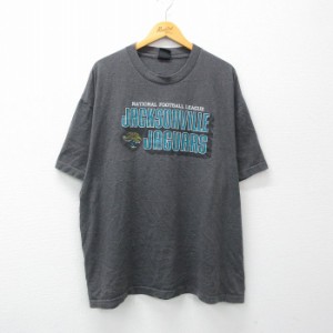 古着 半袖 ビンテージ Tシャツ メンズ 00年代 00s NFL ジャクソンビルジャガーズ 大きいサイズ クルーネック 濃グレー 霜降り  中古 古着