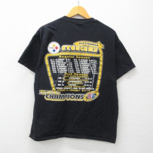 古着 半袖 ビンテージ Tシャツ メンズ 00年代 00s NFL ピッツバーグスティーラーズ コットン クルーネック 黒 ブラック アメフ 中古 古着