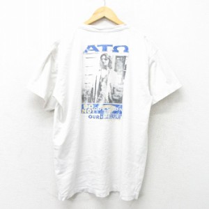 古着 半袖 ビンテージ Tシャツ メンズ 90年代 90s アルファ タウ オメガ クルーネック 白 ホワイト XLサイズ 中古 中古 古着