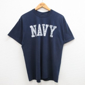 古着 ジャージーズ 半袖 ビンテージ Tシャツ メンズ 00年代 00s ミリタリー ネイビー NAVY クルーネック 紺 XLサイズ 中古 中古 古着