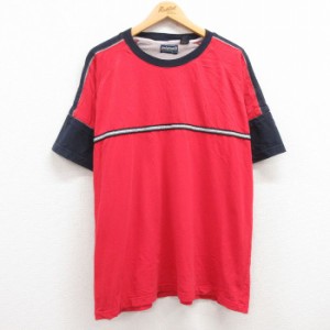 古着 半袖 ビンテージ Tシャツ メンズ 00年代 00s 大きいサイズ ラグラン コットン クルーネック 赤 レッド XLサイズ 中古 中古 古着