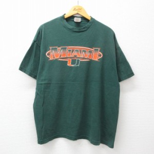 古着 フットロッカー 半袖 ビンテージ Tシャツ メンズ 90年代 90s マイアミ 大きいサイズ コットン クルーネック USA製 緑 グ 中古 古着