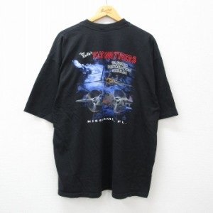 古着 半袖 ビンテージ Tシャツ メンズ 00年代 00s フライングタイガース 戦闘機 大きいサイズ クルーネック 黒 ブラック XLサ 中古 古着