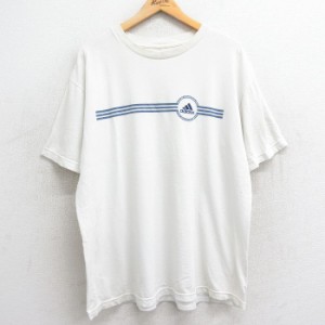 古着 アディダス adidas 半袖 ビンテージ Tシャツ メンズ 00年代 00s ワンポイントロゴ 大きいサイズ クルーネック 白 ホワイ 中古 古着