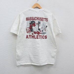 古着 ヘインズ Hanes 半袖 ビンテージ Tシャツ メンズ 00年代 00s UMASS マサチューセッツ コットン クルーネック 白 ホワイト 中古 古着