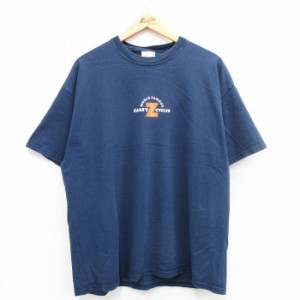 古着 半袖 ビンテージ Tシャツ メンズ 00年代 00s 自転車 サイクル 大きいサイズ コットン クルーネック 紺 ネイビー XLサイズ 中古 古着