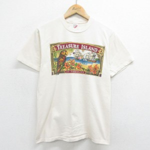 古着 ジャージーズ 半袖 ビンテージ Tシャツ メンズ 90年代 90s トレジャーアイランド 船 インコ コットン クルーネック USA製 中古 古着