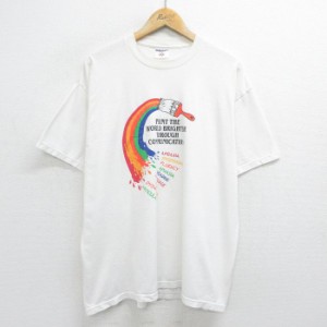 古着 ジャージーズ 半袖 ビンテージ Tシャツ メンズ 00年代 00s ペンキ 大きいサイズ クルーネック 白 ホワイト XLサイズ 中古 中古 古着