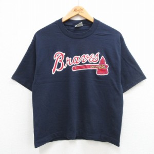 古着 リー Lee 半袖 ビンテージ Tシャツ メンズ 00年代 00s MLB アトランタブレーブス クルーネック 紺 ネイビー メジャーリー 中古 古着