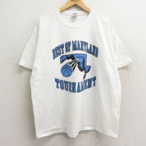 古着 半袖 ビンテージ Tシャツ メンズ 00年代 00s メリーランド バスケットボール トーナメント コットン クルーネック 白 ホ 中古 古着