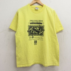 古着 ヘインズ Hanes 半袖 ビンテージ Tシャツ メンズ 90年代 90s サル ZOO コットン クルーネック 黄 イエロー Lサイズ 中古 中古 古着