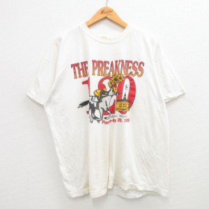 古着 スクリーンスターズ 半袖 ビンテージ Tシャツ メンズ 90年代 90s 競馬 PREAKNESS 大きいサイズ クルーネック 白 ホワイト 中古 古着