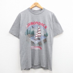 古着 半袖 ビンテージ Tシャツ メンズ 90年代 90s ヨット アディロンダック クルーネック USA製 グレー 霜降り XLサイズ 中古 中古 古着